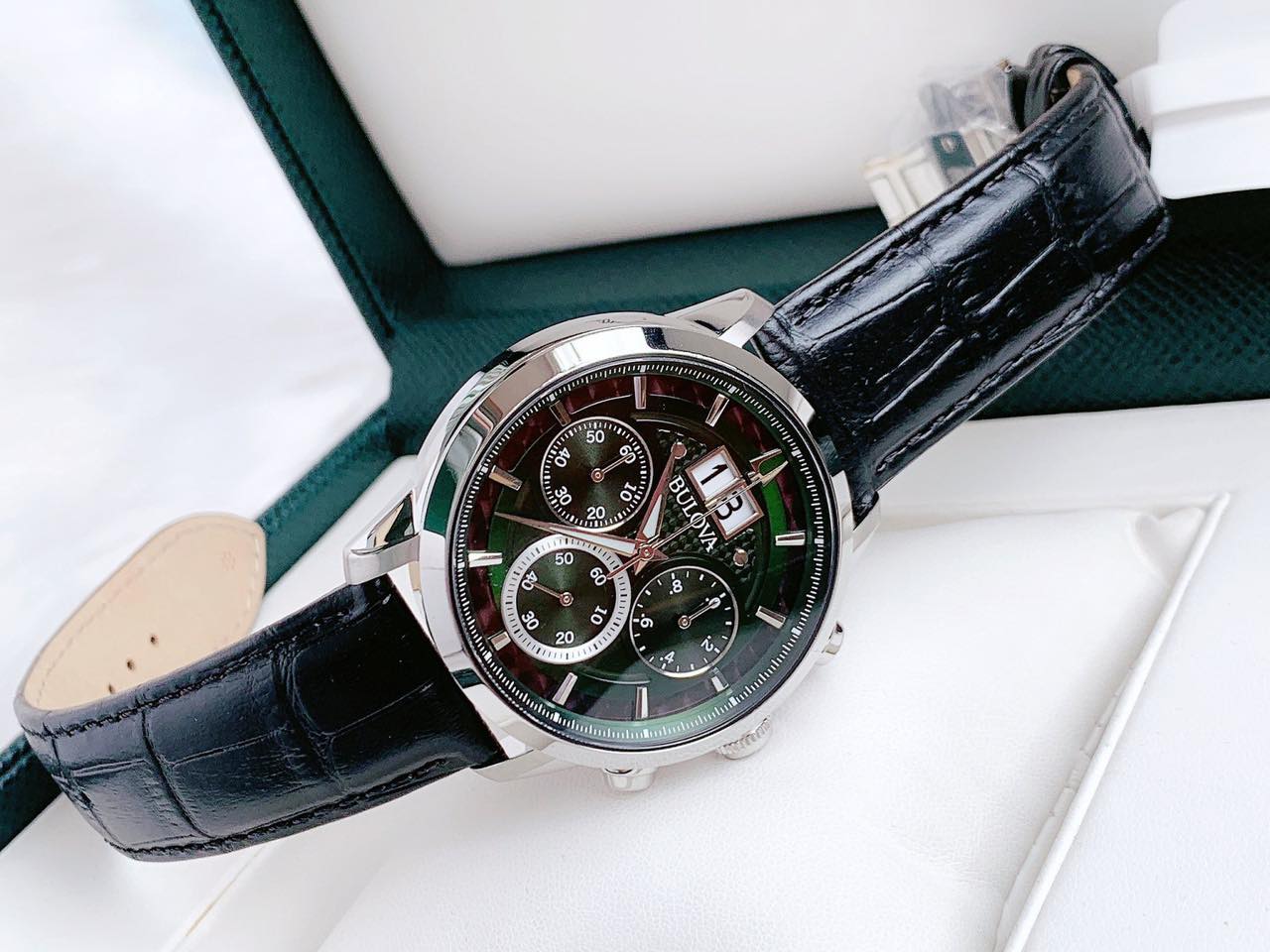 ĐỒNG HỒ NAM BULOVA 96B310 QUARTZ CHORONOGRAPH DÂY DA