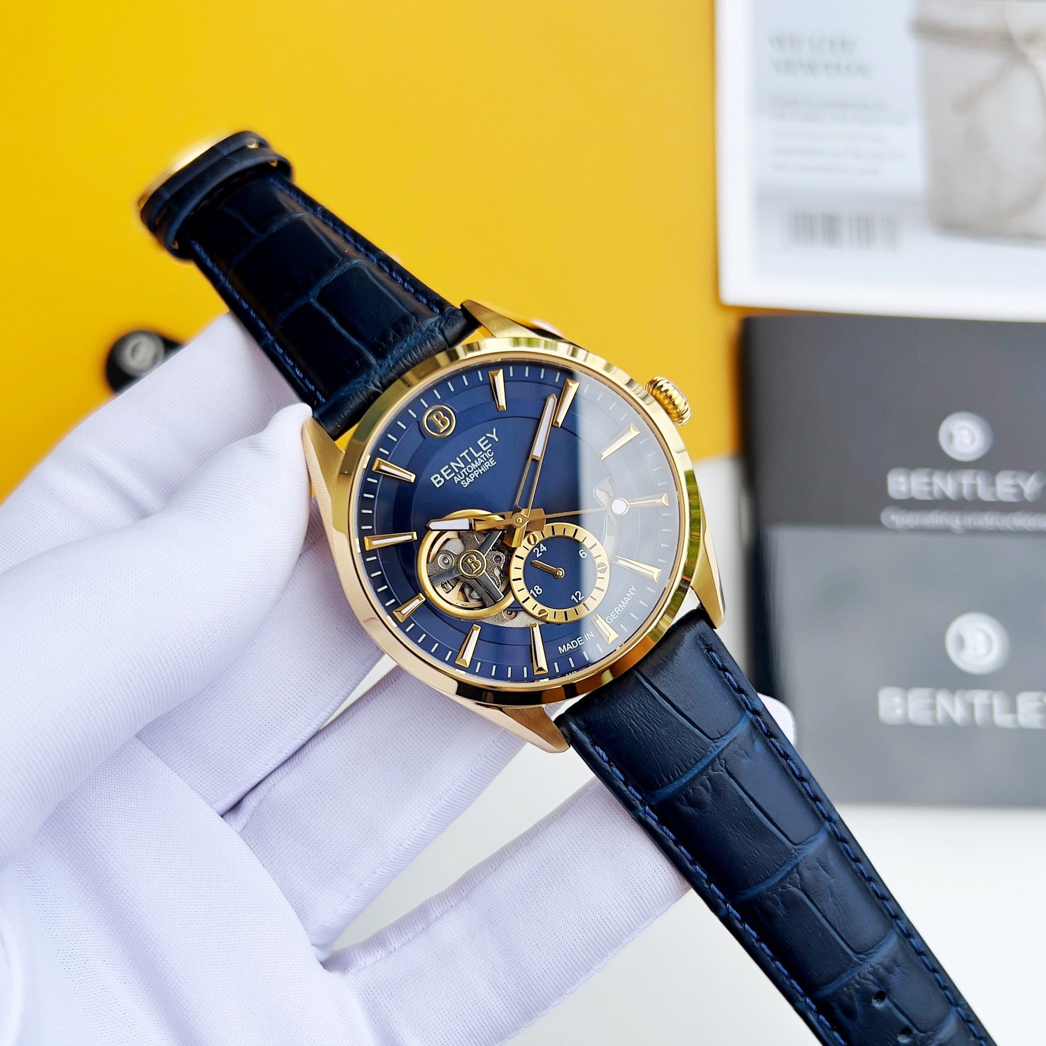 ĐỒNG HỒ NAM BENTLEY BL1831-25MKNN AUTOMATIC CASE GOLD DÂY DA