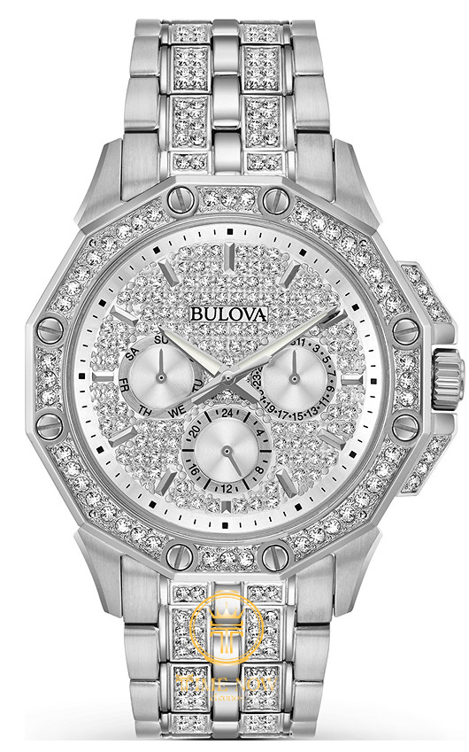 ĐỒNG HỒ NAM BULOVA 96C134 OCTAVA SWAROVSKI SILVER TONE DÂY KIM LOẠI