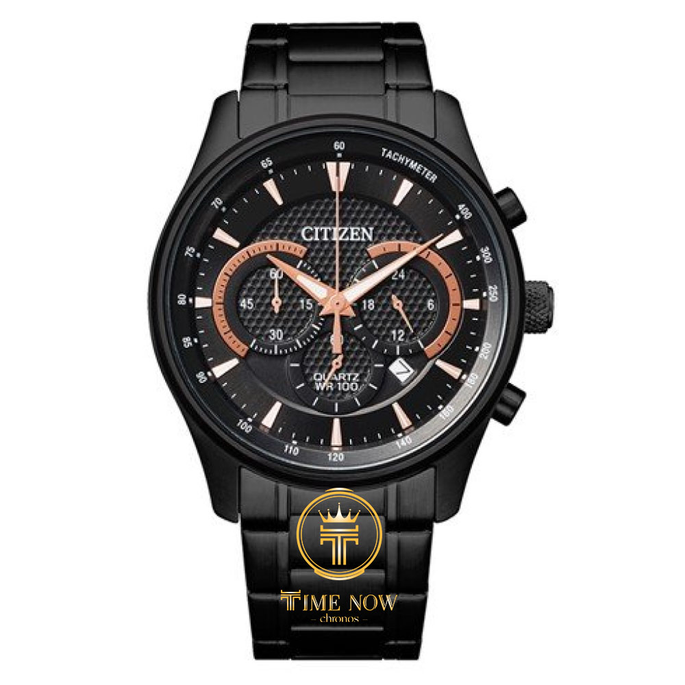 ĐỒNG HỒ NAM CITIZEN AN8195-58E QUARTZ CHRONOGRAPH TONE BLACK DÂY KIM LOẠI