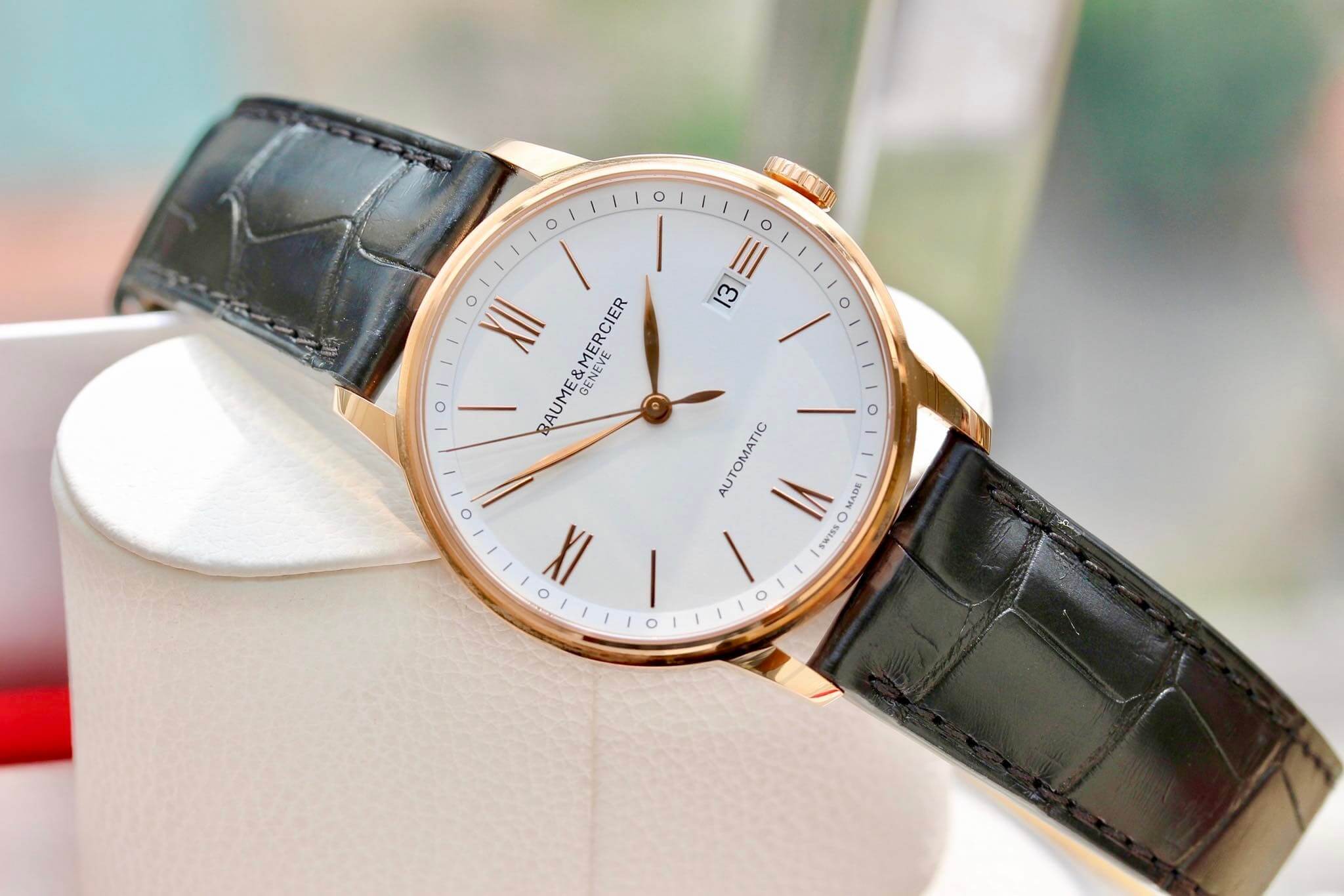 ĐỒNG HỒ BAUME & MERCIER CLASSIMA AUTOMATIC 18K ROSE GOLD DÂY DA  WATCH M0A10271