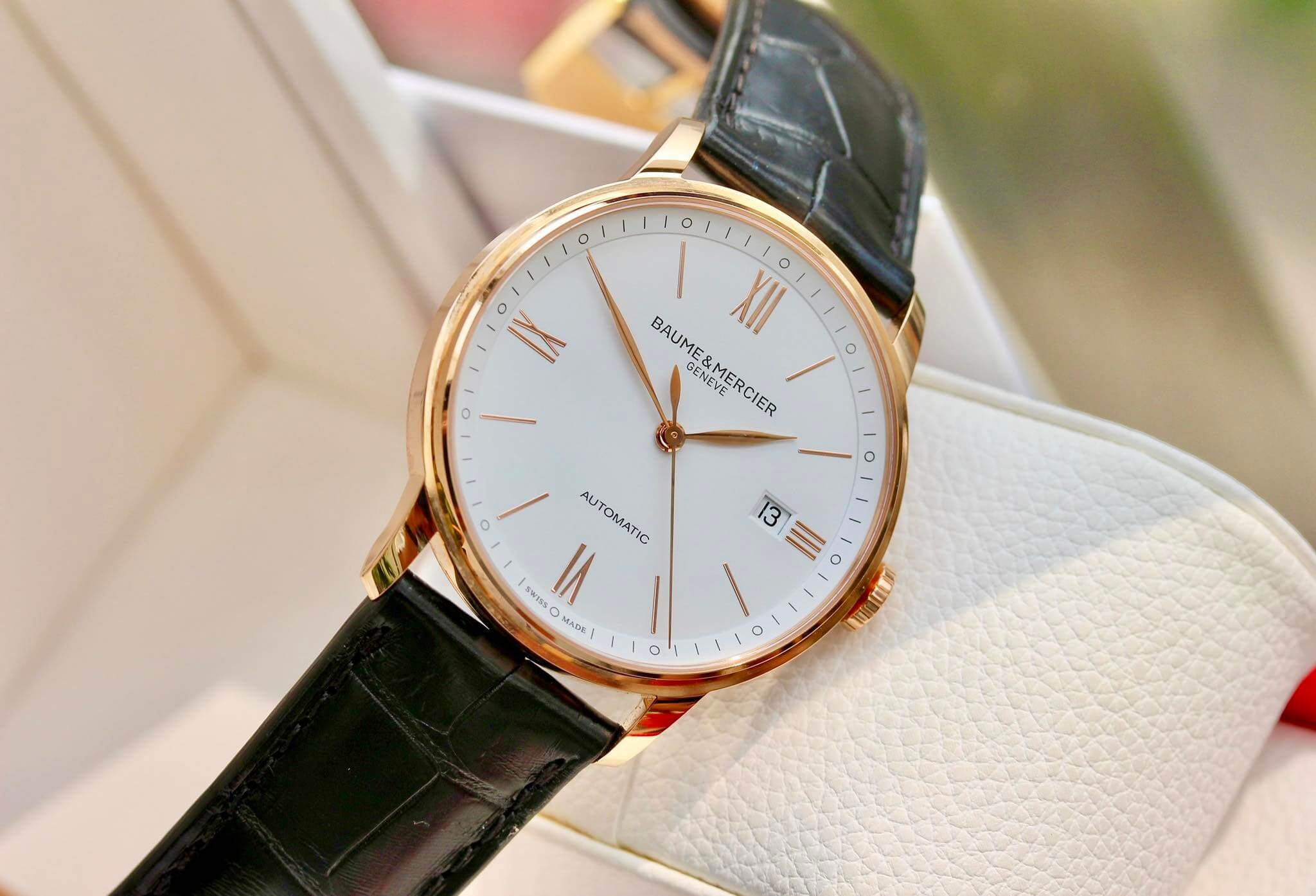 ĐỒNG HỒ BAUME & MERCIER CLASSIMA AUTOMATIC 18K ROSE GOLD DÂY DA  WATCH M0A10271