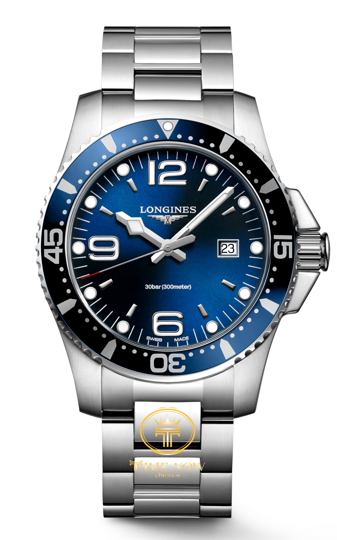ĐỒNG HỒ NAM LONGINES L3.840.4.96.6 L38404966 HYDRO CONQUEST QUARTZ TONE SILVER DÂY KIM LOẠI