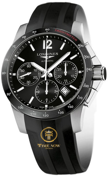 ĐỒNG HỒ NAM LONGINES CONQUEST L2.744.4.56.2 L27444562  AUTOMATIC CASE SILVER DÂY CAO SU