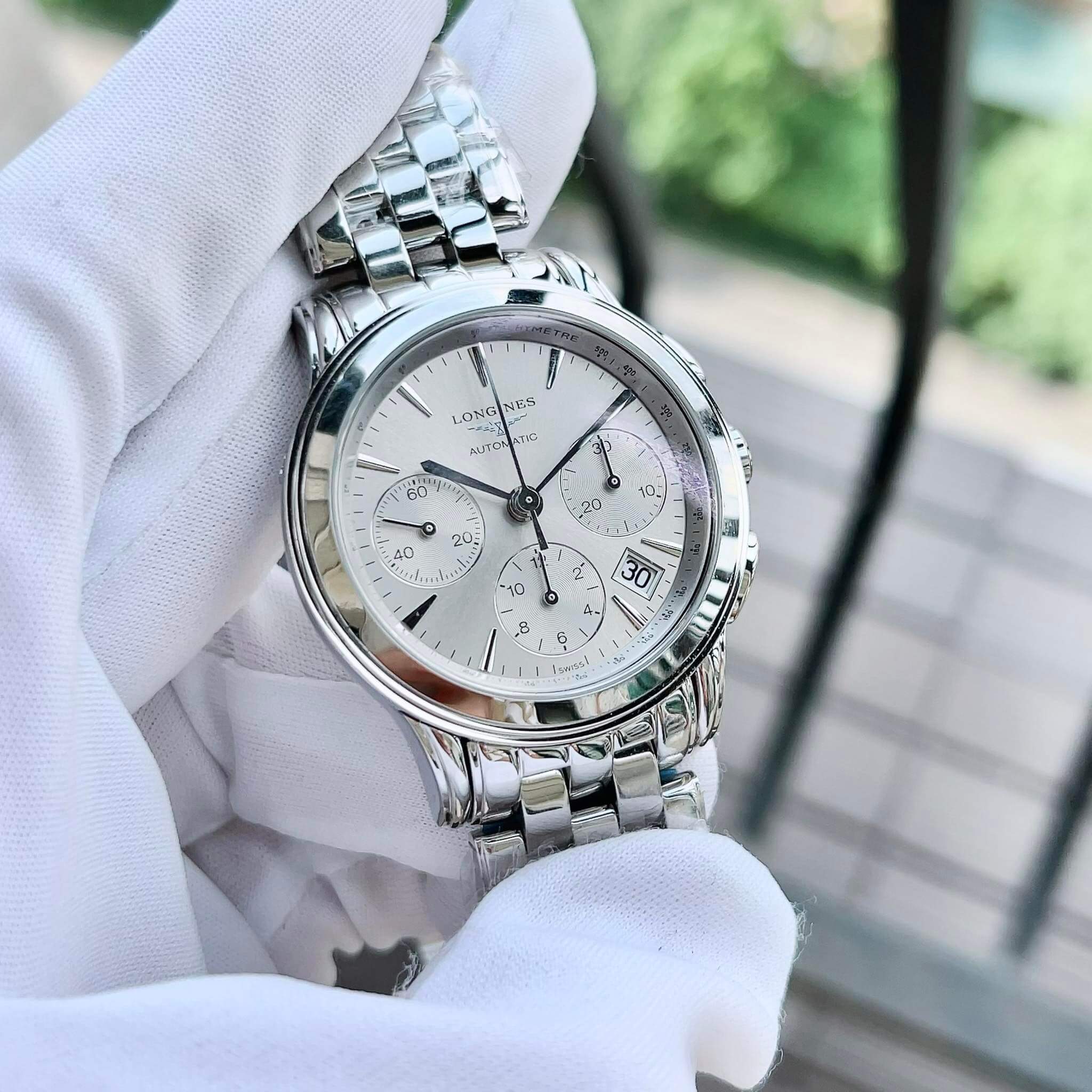ĐỒNG HỒ  LONGINES FLAGSHIP CHRONOGRAPH AUTOMATIC SILVER L4.803.4.72.6 (L48034726)