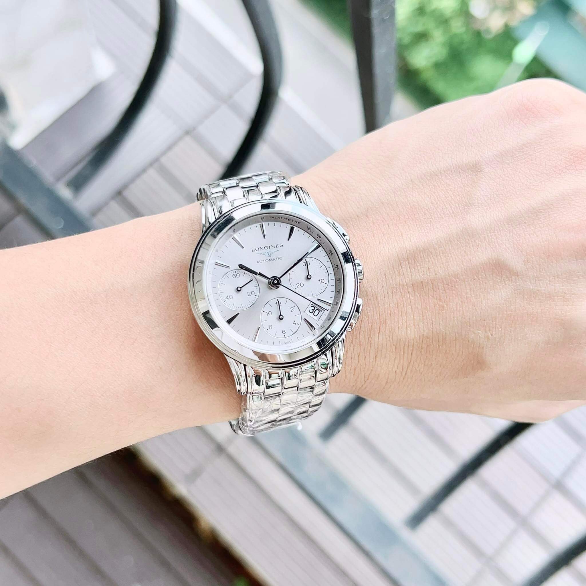 ĐỒNG HỒ  LONGINES FLAGSHIP CHRONOGRAPH AUTOMATIC SILVER L4.803.4.72.6 (L48034726)