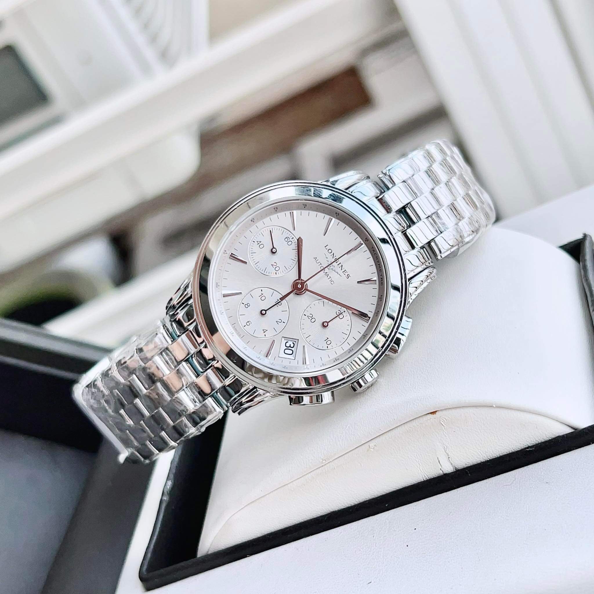 ĐỒNG HỒ  LONGINES FLAGSHIP CHRONOGRAPH AUTOMATIC SILVER L4.803.4.72.6 (L48034726)