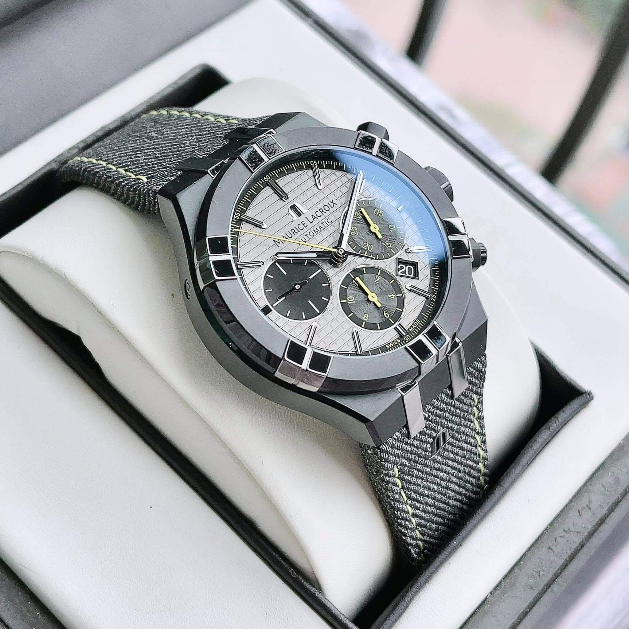 ĐỒNG HỒ NAM MAURICE LACROIX AI6018-PVB01-331-1 AIKON AUTOMATIC DÂY DA