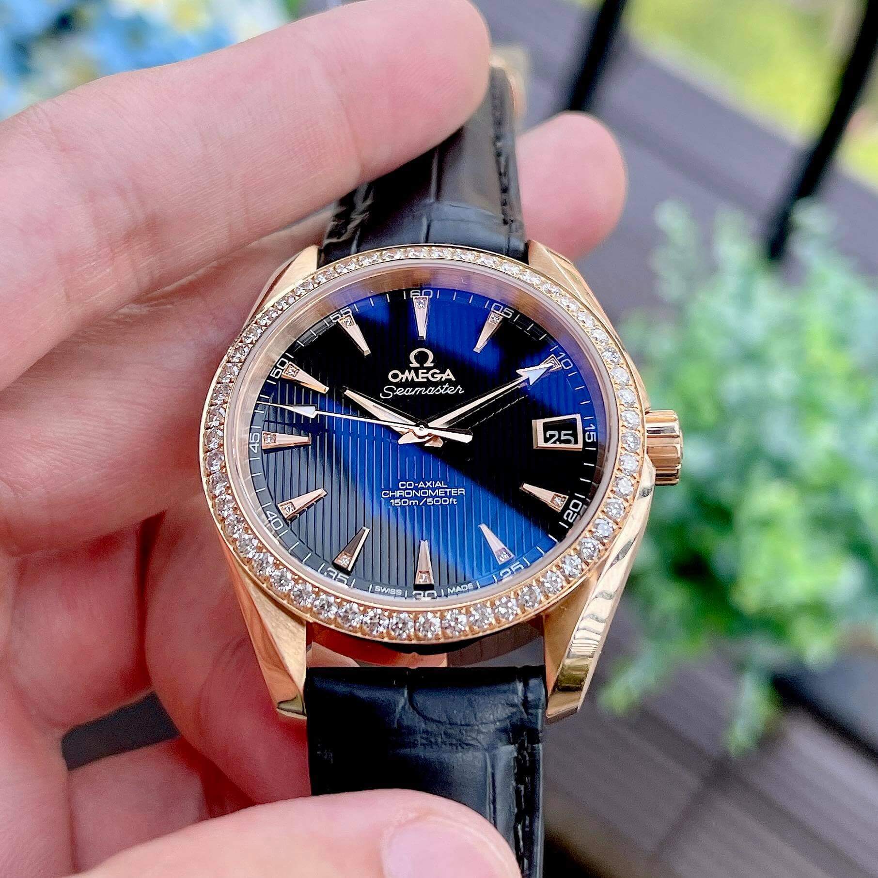 ĐỒNG HỒ OMEGA SEAMASTER AQUA TERRA JEWELLERY FULL VÀNG 18K VÀNH KIM CƯƠNG  . (