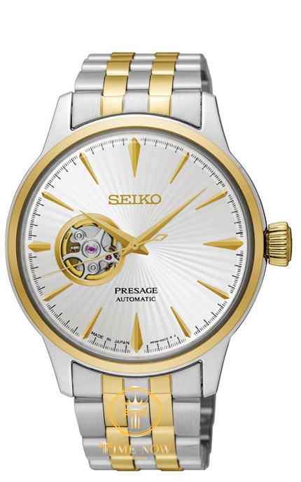 ĐỒNG HỒ NAM SEIKO SSA358J1 COCKTAIL OPEN HEART TONE DEMI DÂY KIM LOẠI DEMI