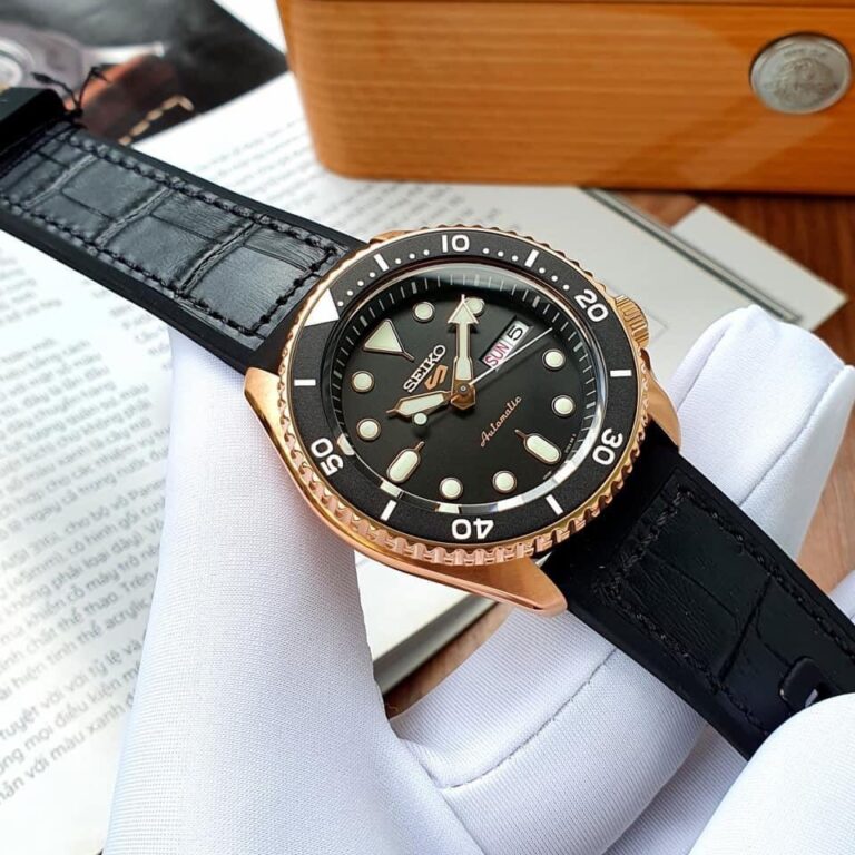 ĐỒNG HỒ NAM SEIKO 5 SPORT SRPD76K1 AUTOMATIC CASE ROSE GOLD DÂY CAO SU