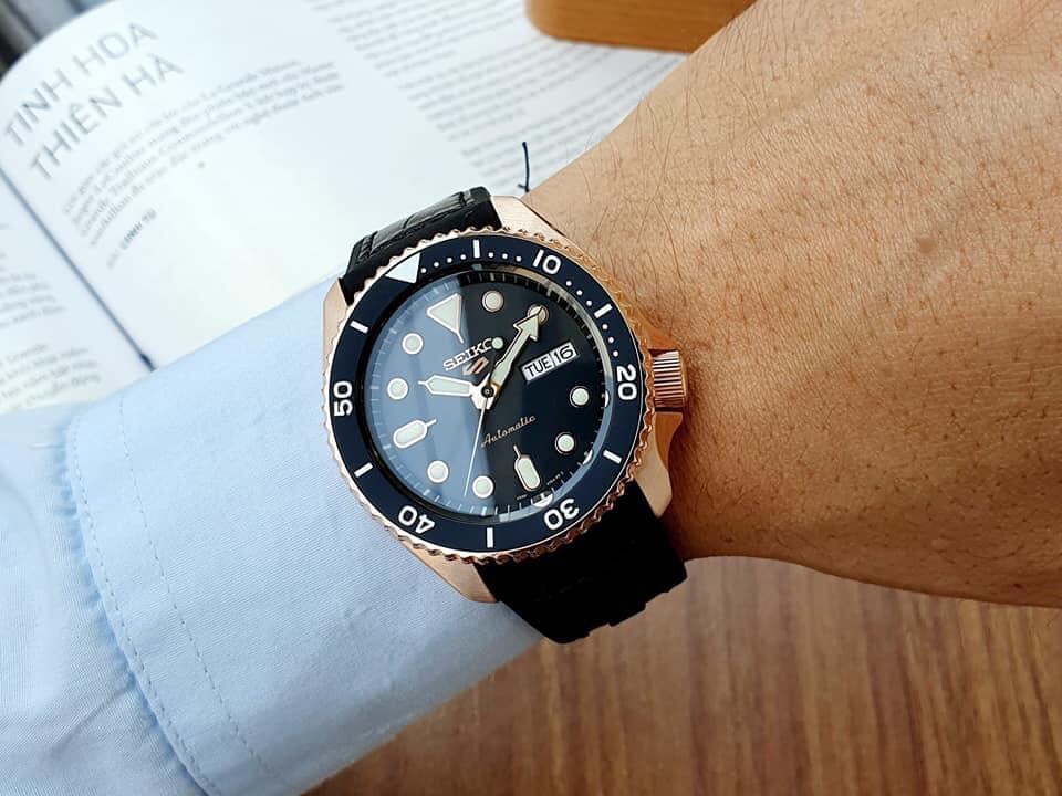 ĐỒNG HỒ NAM SEIKO 5 SPORT SRPD76K1 AUTOMATIC CASE ROSE GOLD DÂY CAO SU