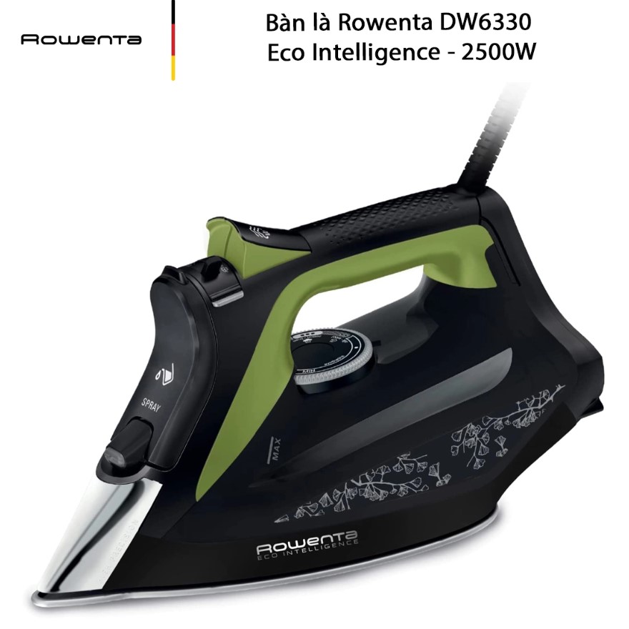 Bàn Là Hơi Nước Rowenta DW6030 Eco Intellogence (Black/Green) – Made in Germany