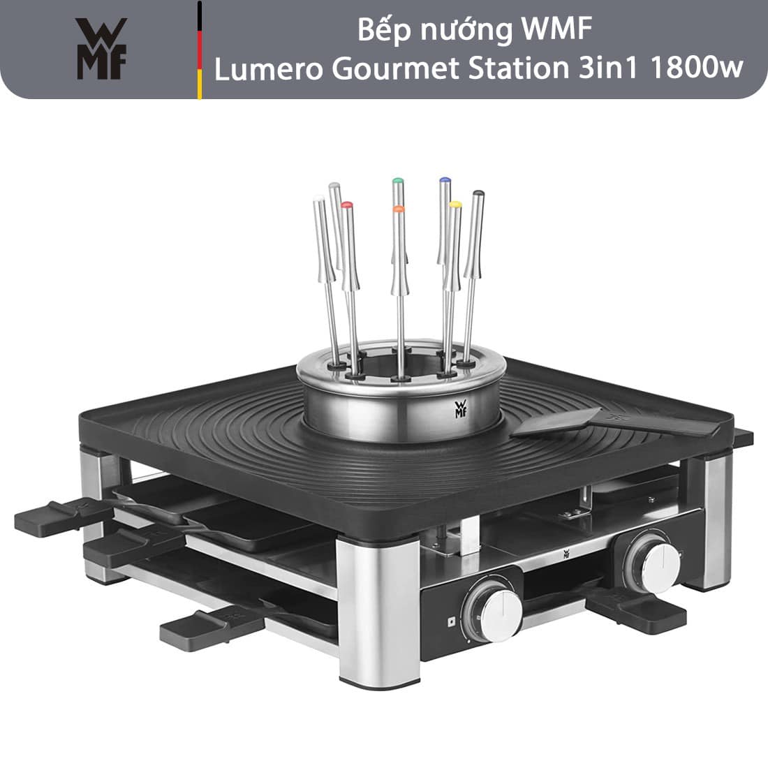 Bếp nướng WMF Lumero Gourmet Station 3in1, Công suất 1800w, dùng cho 8 người ăn