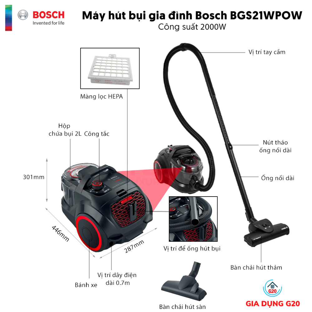 BGS21WPOW Bagless vacuum cleaner