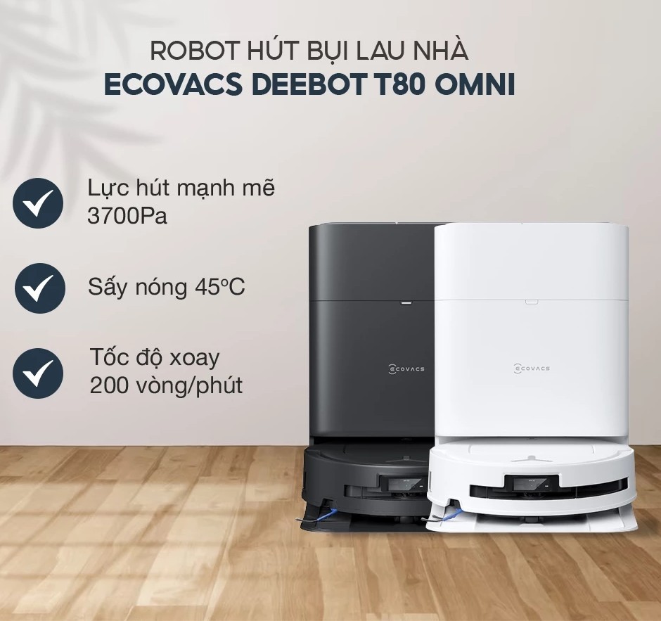 Robot hút bụi lau nhà Ecovacs Deebot T80 Omni