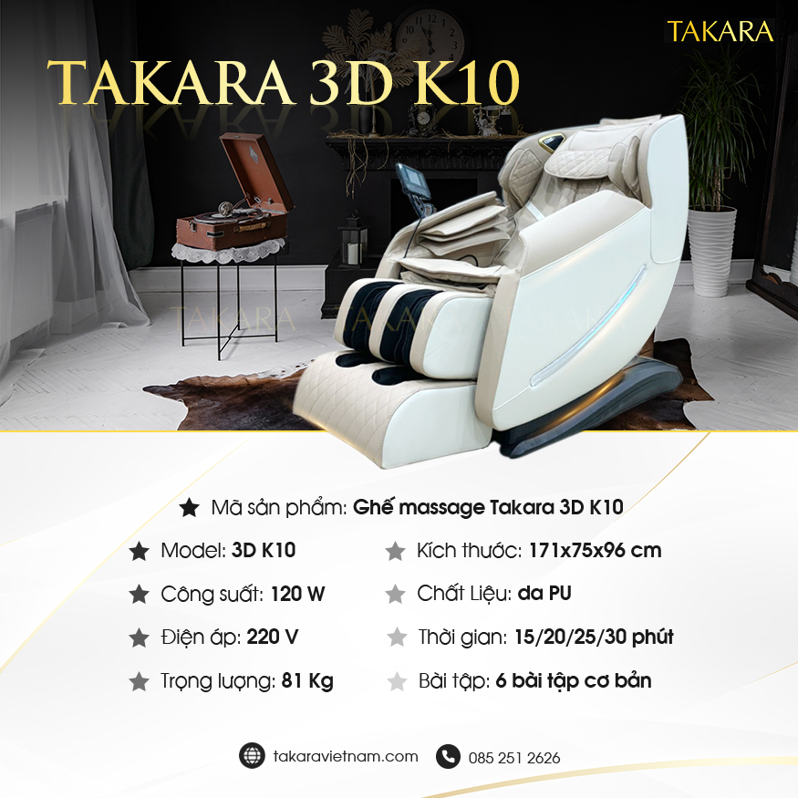 Ghế Massage Toàn Thân TAKARA K10 NHÀ PHÂN PHỐI LÂM MUSIC