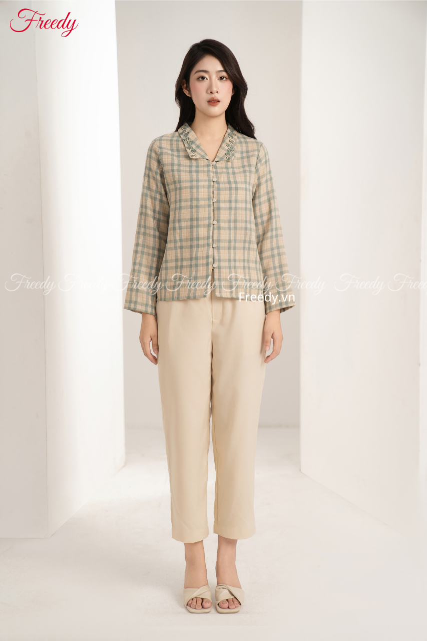 Bộ dài tay nữ thêu cổ bẻ - WBD2408