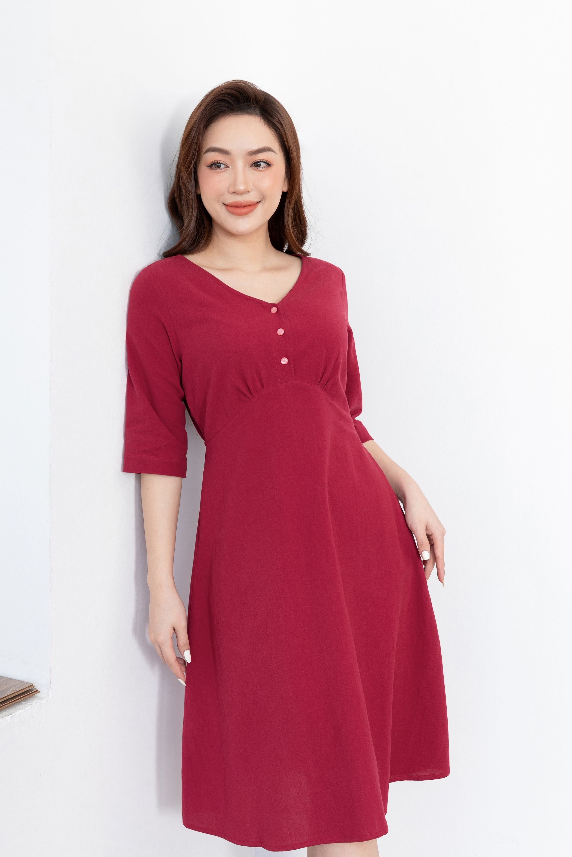 Váy đầm nữ dáng dài cổ hến - halinh shop - váy dài ôm body tay ngắn, váy  dáng a xoè size s m