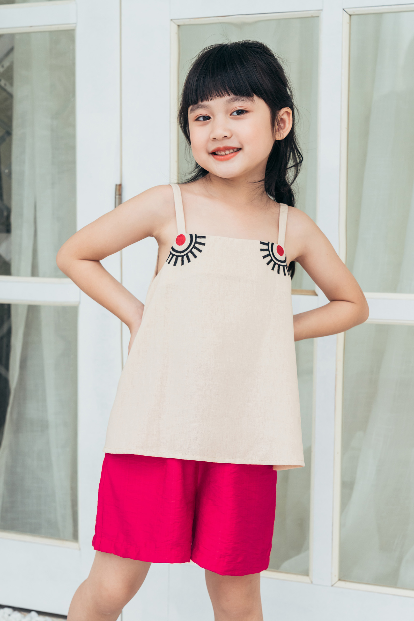 Bộ 2 dây bé gái thêu linen - KBH2214