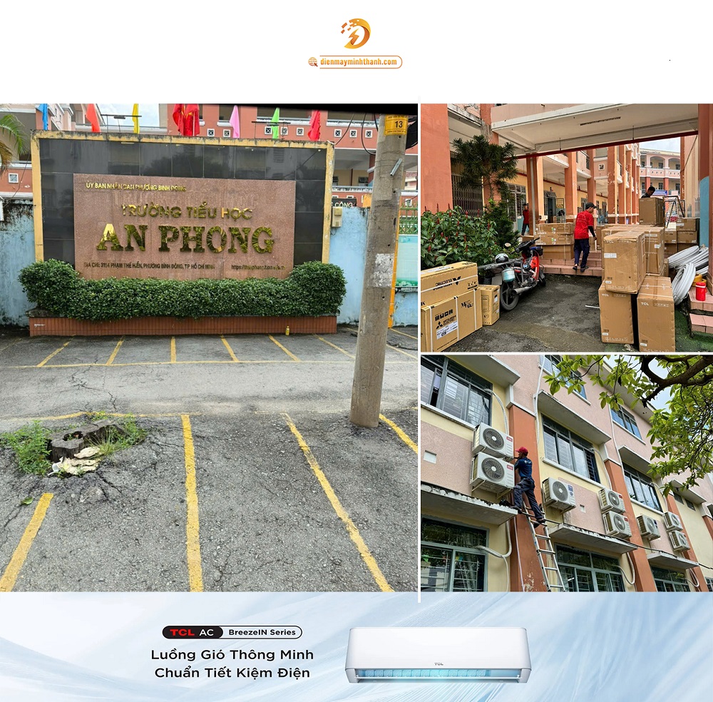 Thi Công & Lắp Đặt 14 Bộ Máy Lạnh TCL Inverter Cho Trường Tiểu Học An Phong, Q.8 – TP.HCM