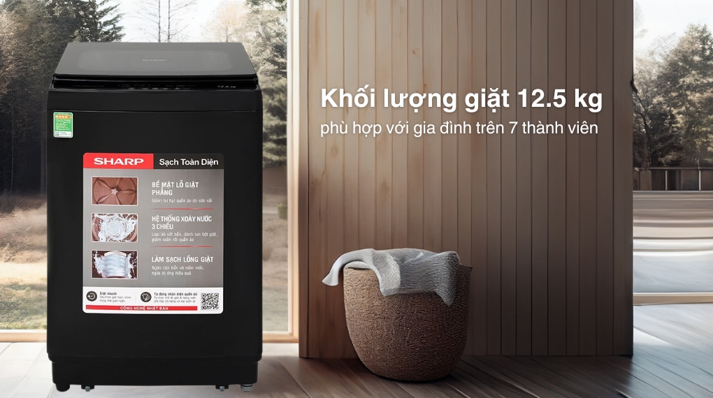 Máy giặt Sharp 12.5 kg ES-TM125CN-BK