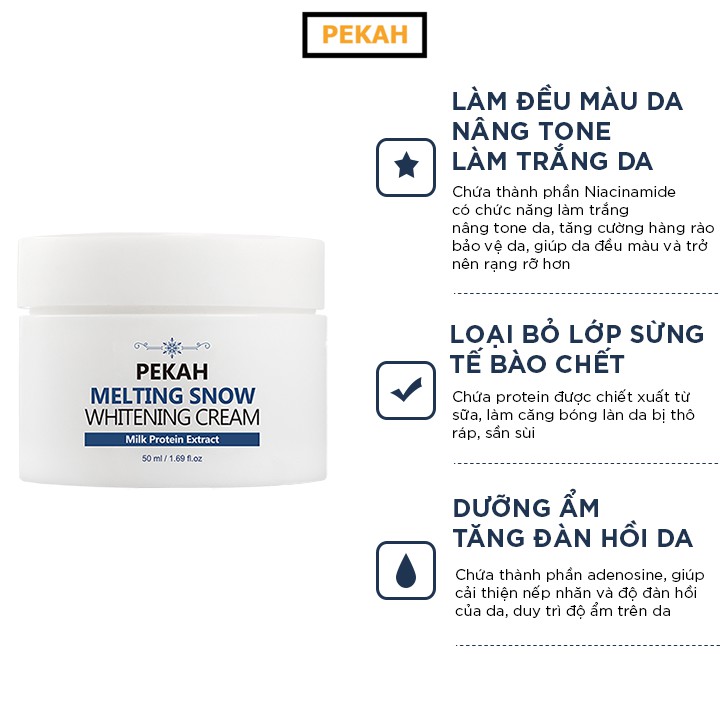 [ NHẬP MÃ KMT40 ] Kem Dưỡng Da Nâng Tone Và Ngừa Nếp Nhăn PEKAH - PEKAH Melting Snow Whitening Cream