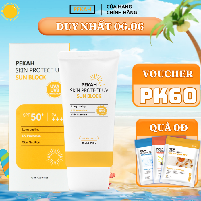 [Nhập mã KMT40 giảm 40K ] Combo Kem Chống Nắng PEKAH Sun Block 70ml & Kem Dưỡng PEKAH Whitening Cream 50ml Dưỡng Trắng Nâng Tone Đều Màu da
