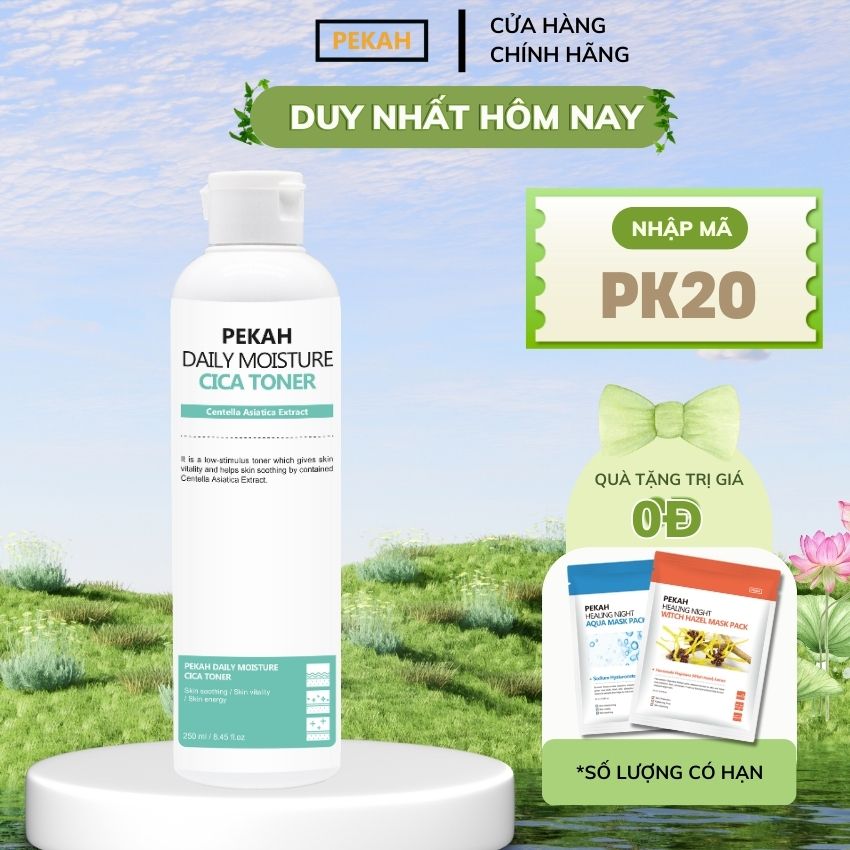 Nước Hoa Hồng Cải Thiện Da Mụn Và Kháng Khuẩn Chiết Xuất Rau Má PEKAH - PEKAH Daily Moisture Cica Toner 250ml