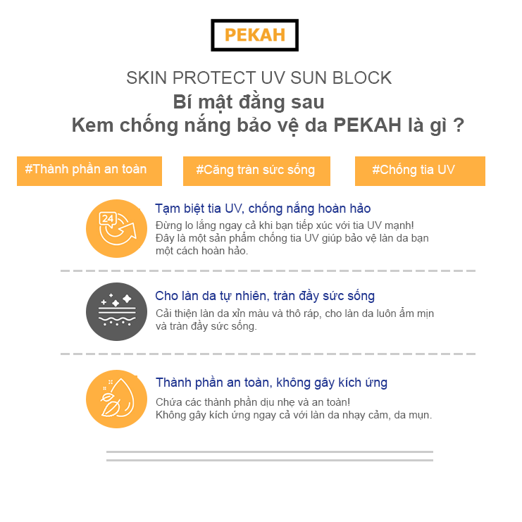 [Nhập mã KMT40 giảm 40K ] Combo Kem Chống Nắng PEKAH Sun Block 70ml & Kem Dưỡng PEKAH Whitening Cream 50ml Dưỡng Trắng Nâng Tone Đều Màu da