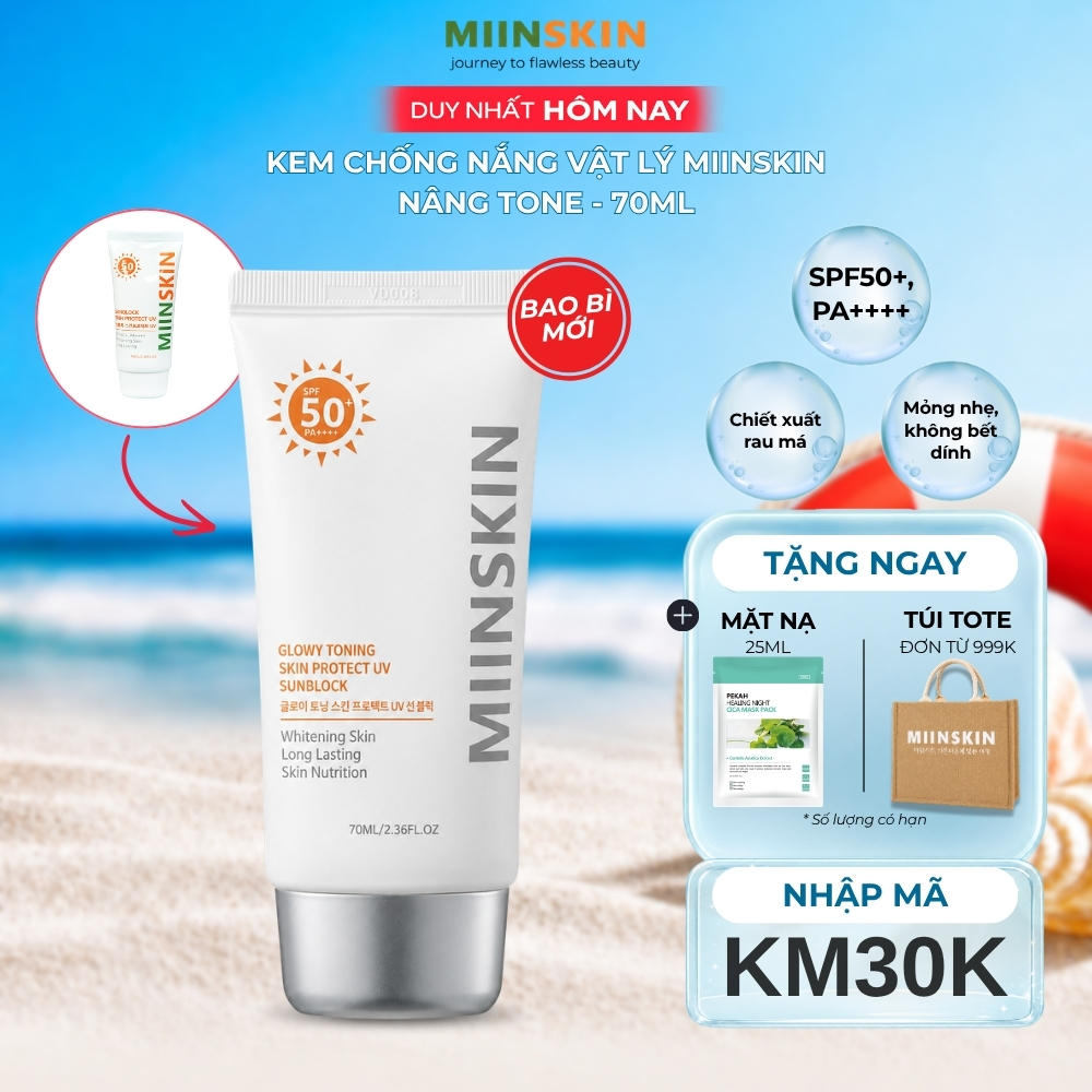 Kem Chống Nắng Vật Lý Nâng Tone, Bảo Vệ Da MIINSKIN SPF50+, PA++++ (BAO BÌ ĐỔI MỚI - CHẤT LƯỢNG KHÔNG ĐỔI)