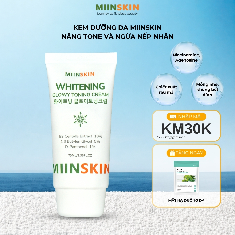 Kem Dưỡng Da Nâng Tone Và Ngừa Nếp Nhăn Miinskin - Miinskin Whitening Glowy Toning Cream