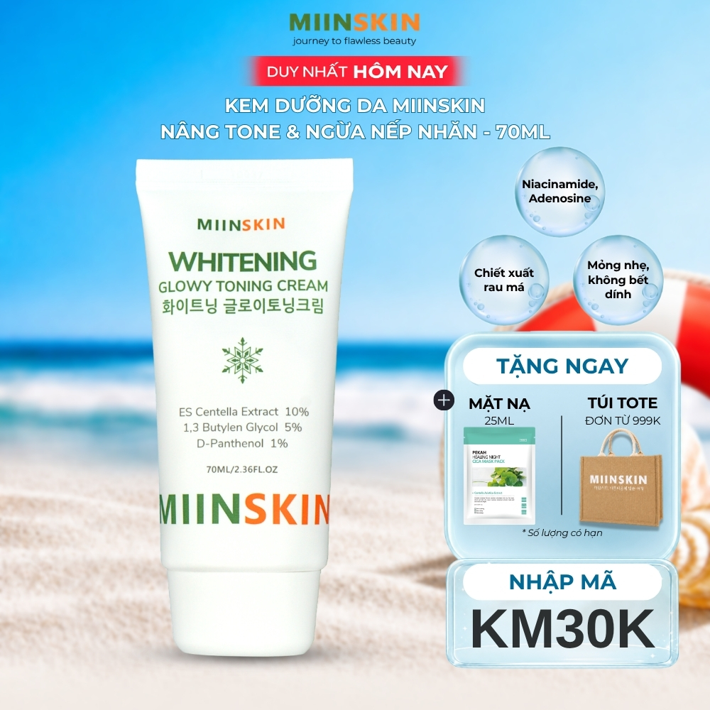 Kem Dưỡng Da Nâng Tone Và Ngừa Nếp Nhăn Miinskin - Miinskin Whitening Glowy Toning Cream