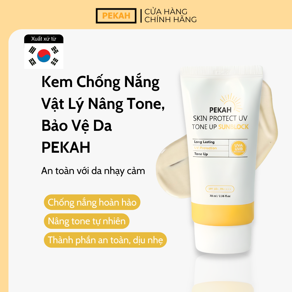 Combo Kem Chống Nắng PEKAH Sun Block 70ml & Kem Dưỡng PEKAH Whitening Cream 50ml Dưỡng Trắng Nâng Tone Đều Màu da