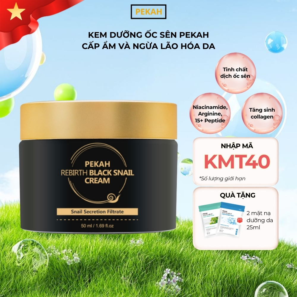 Kem Dưỡng Ốc Sên Cấp Ẩm Và Ngừa Lão Hóa Da Pekah - PEKAH Rebirth Black Snail Cream
