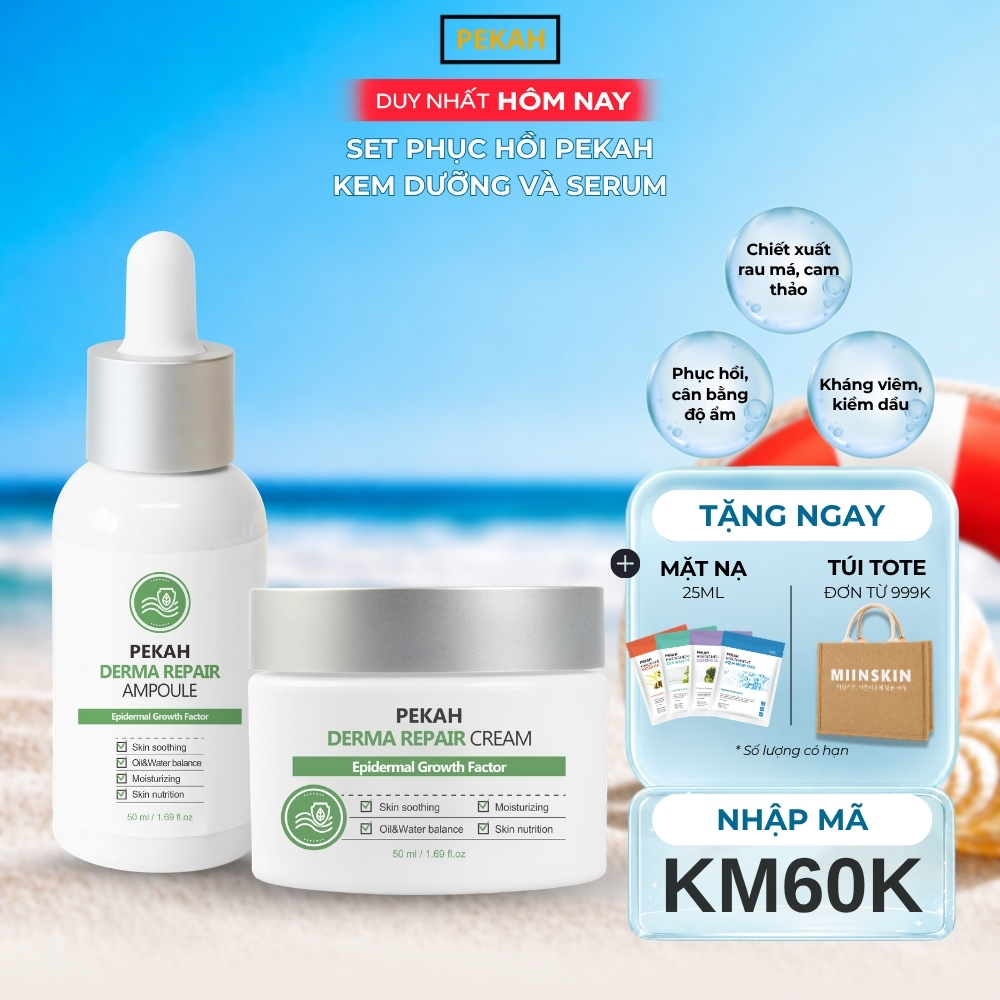 [ 2 items] Bộ Sản Phẩm Cải Thiện Và Phục Hồi Da Mụn Gồm Serum Và Kem Dưỡng Da PEKAH
