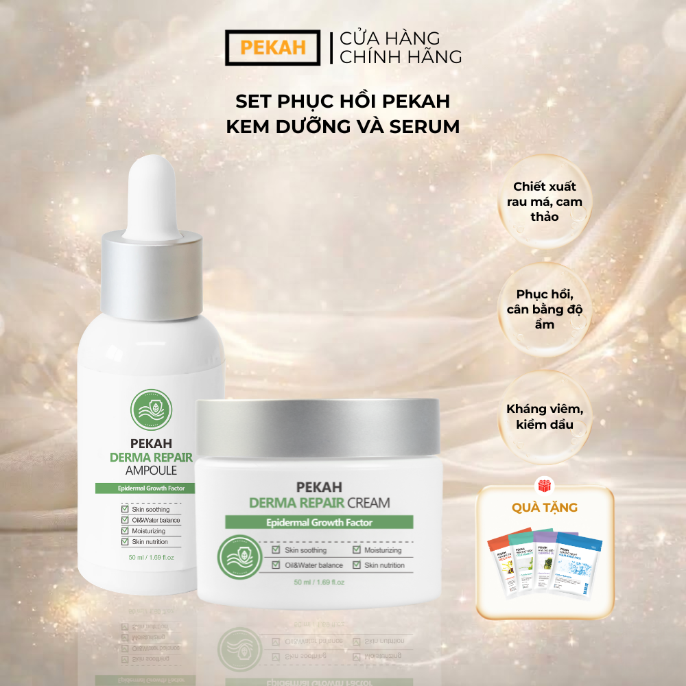 [ 2 items] Bộ Sản Phẩm Cải Thiện Và Phục Hồi Da Mụn Gồm Serum Và Kem Dưỡng Da PEKAH