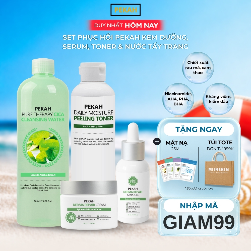 [4 items] Bộ Sản Phẩm Làm Sạch Và Cải Thiện Da Mụn Chiết Xuất Rau Má PEKAH