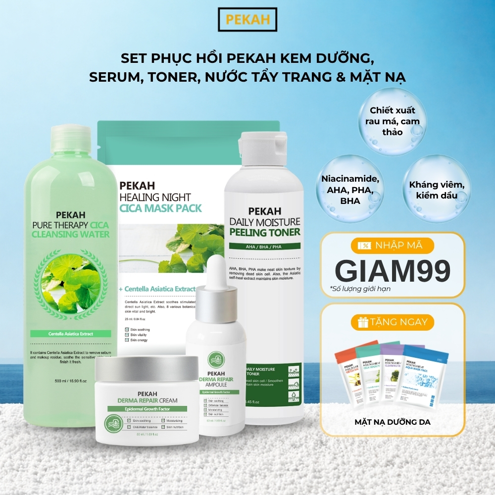 [ 5 items] Bộ Sản Phẩm Dưỡng Da Cải Thiện Da Mụn  ,Làm Sạch Và Dưỡng Trắng PEKAH