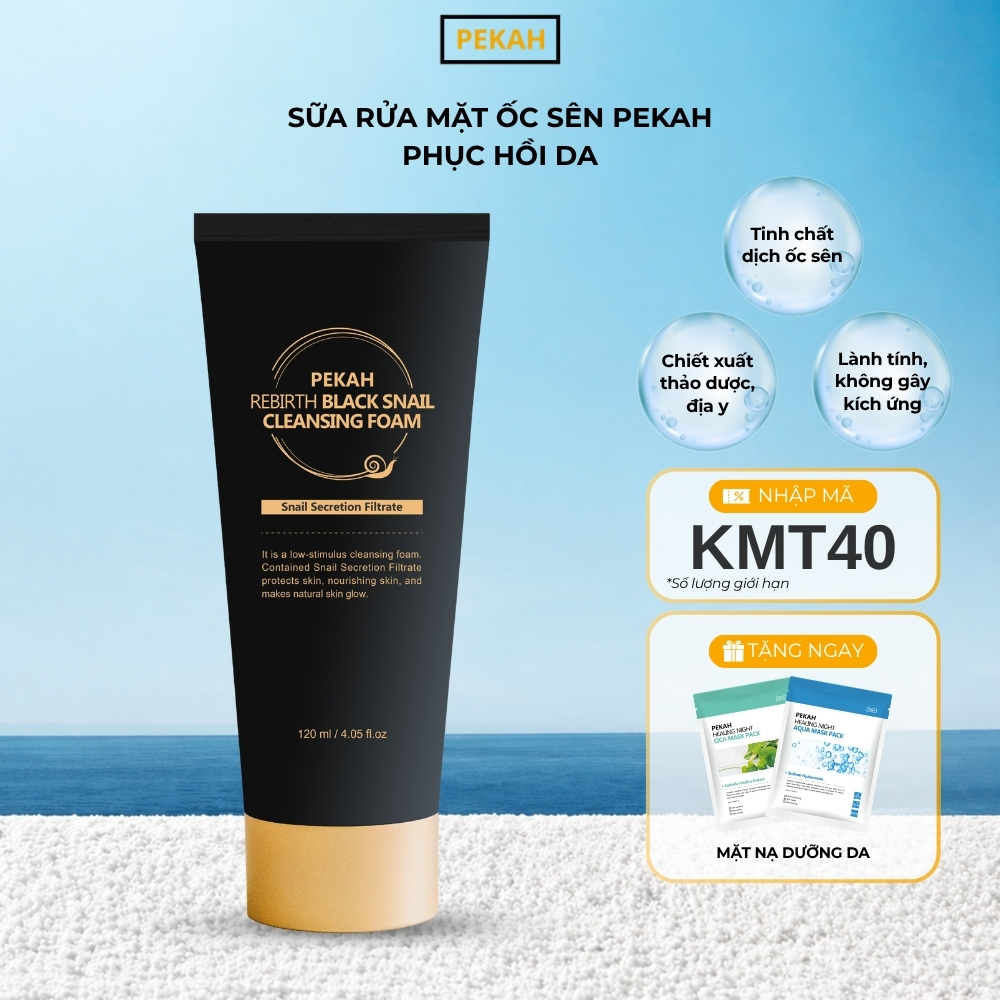 Sữa Rửa Mặt Phục Hồi Ốc Sên PEKAH - PEKAH Rebirth Black Snail Cleansing Foam