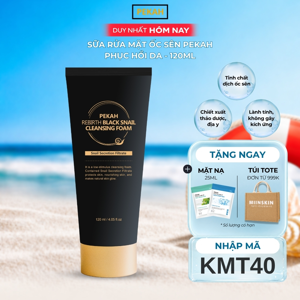 Sữa Rửa Mặt Phục Hồi Ốc Sên PEKAH - PEKAH Rebirth Black Snail Cleansing Foam