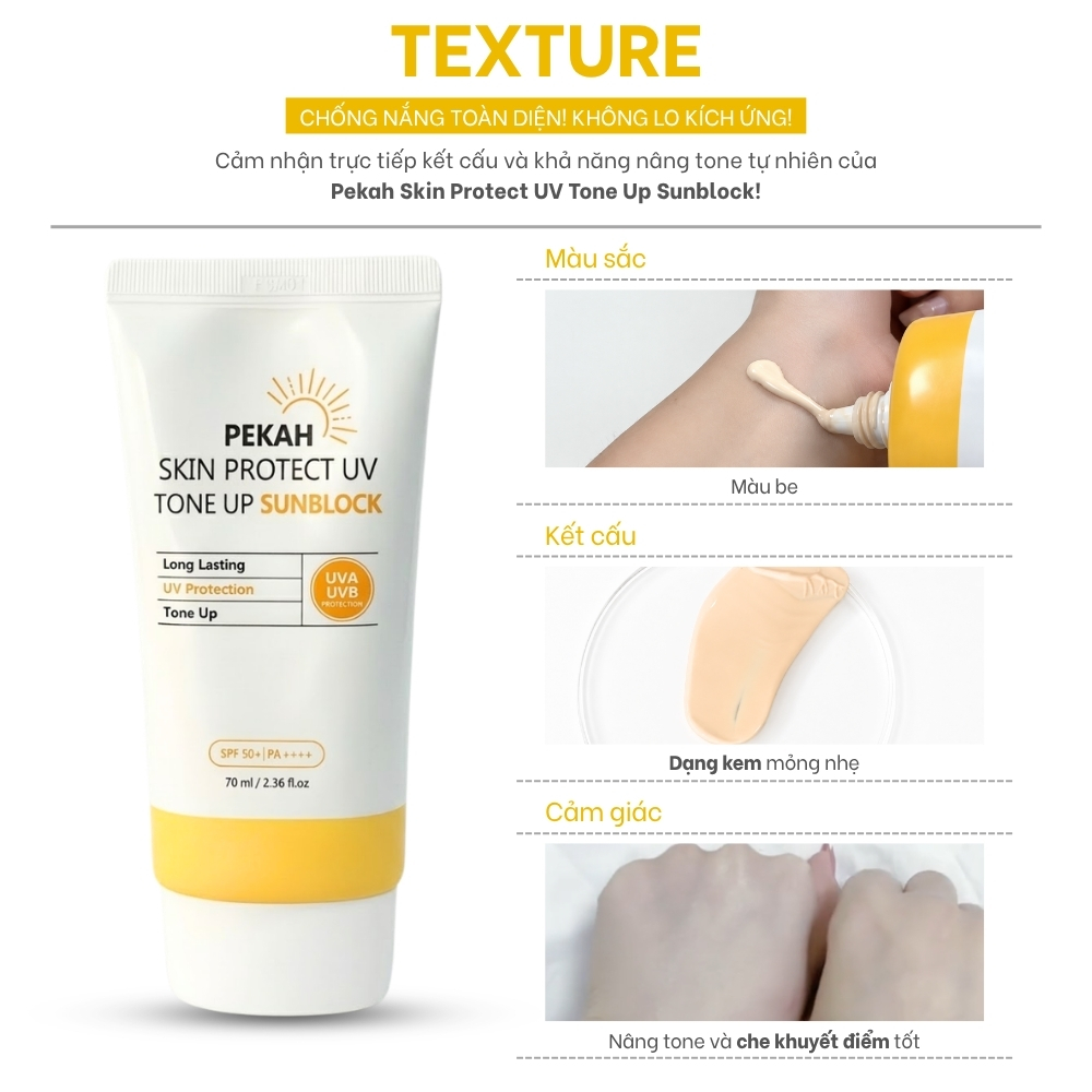 Kem Chống Nắng Vật Lý Nâng Tone, Bảo Vệ Da PEKAH - PEKAH SKIN PROTECT UV TONE UP SUNBLOCK 70ml
