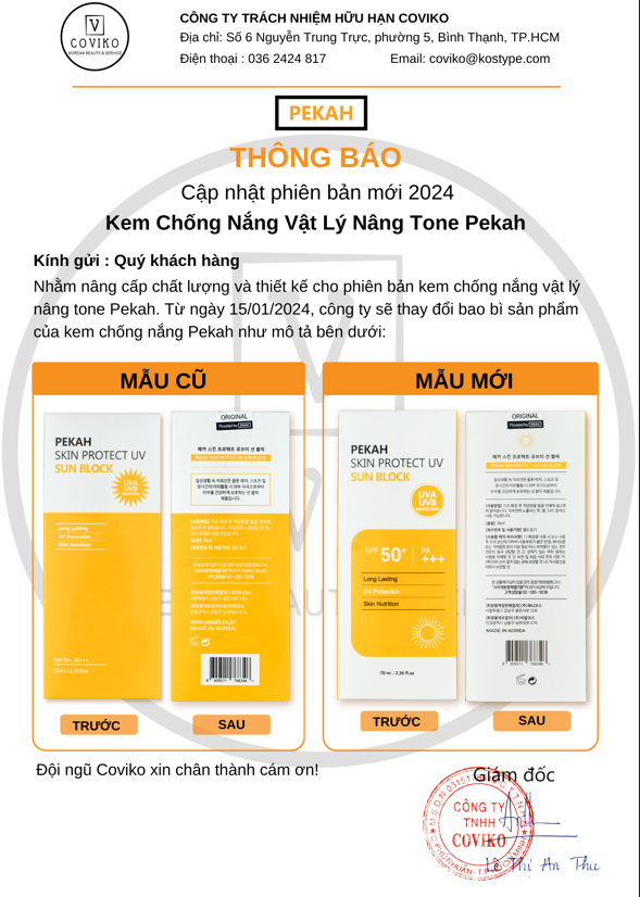 [Nhập mã  KM30K giảm 30K ]Kem Chống Nắng Vật Lý Nâng Tone , Bảo Vệ Da PEKAH - PEKAH PROTECT UV SUN BLOCK 70ml