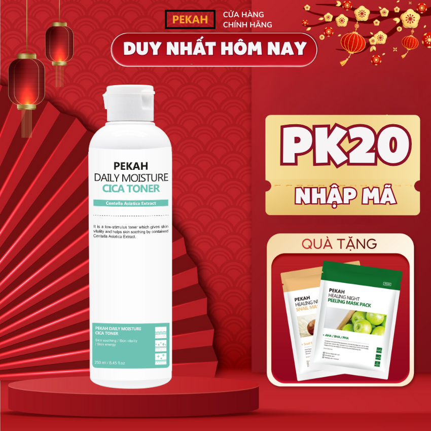 Nước Hoa Hồng Cải Thiện Da Mụn Và Kháng Khuẩn Chiết Xuất Rau Má PEKAH - PEKAH Daily Moisture Cica Toner 250ml
