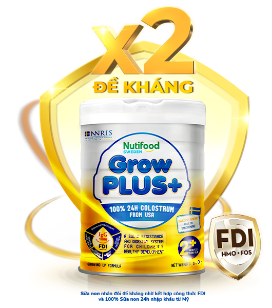 Sữa bột Nutifood GrowPLUS+ Sữa Non 2+ Lon 800g