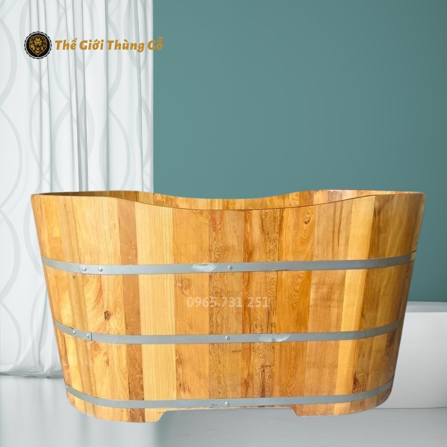 Bồn Tắm Gỗ Pơ mu Dáng Oval