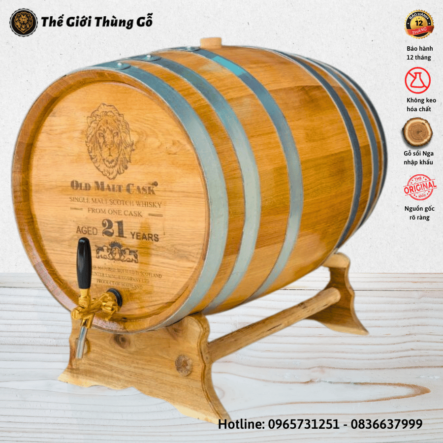 Thùng rượu gỗ sồi 100 Lít Vòi Crom Giá Tại Xưởng