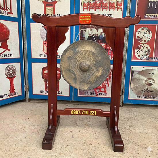 Bộ Trống _ Chiêng Đình Làng Gỗ Tự Nhiên / Sơn vàng theo yêu cầu