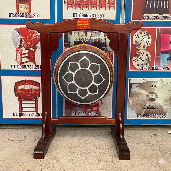 Bộ Trống _ Chiêng Đình Làng Gỗ Tự Nhiên / Sơn vàng theo yêu cầu