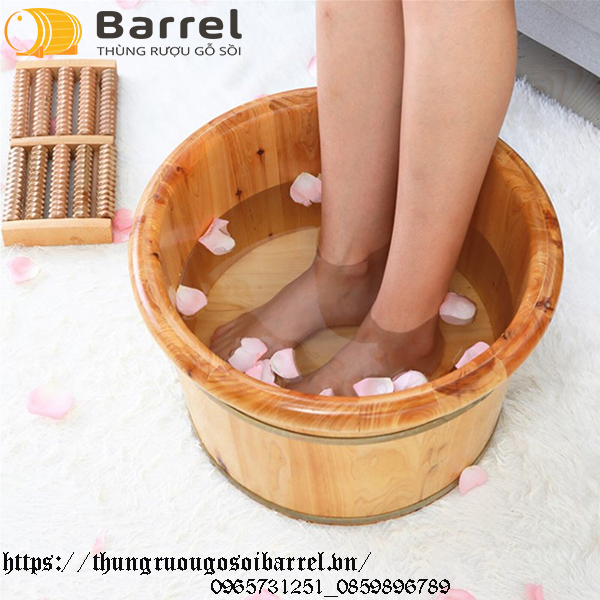 chậu gỗ thông không hạt kèm lăn